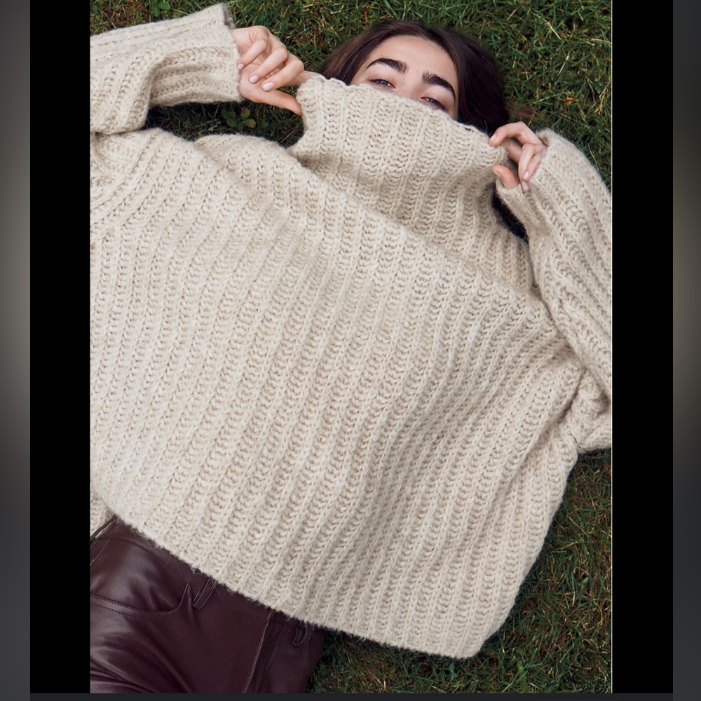 Free People Fluffy Fox sweater barely worn - oversized and cropped